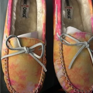 Tie dye moccasins